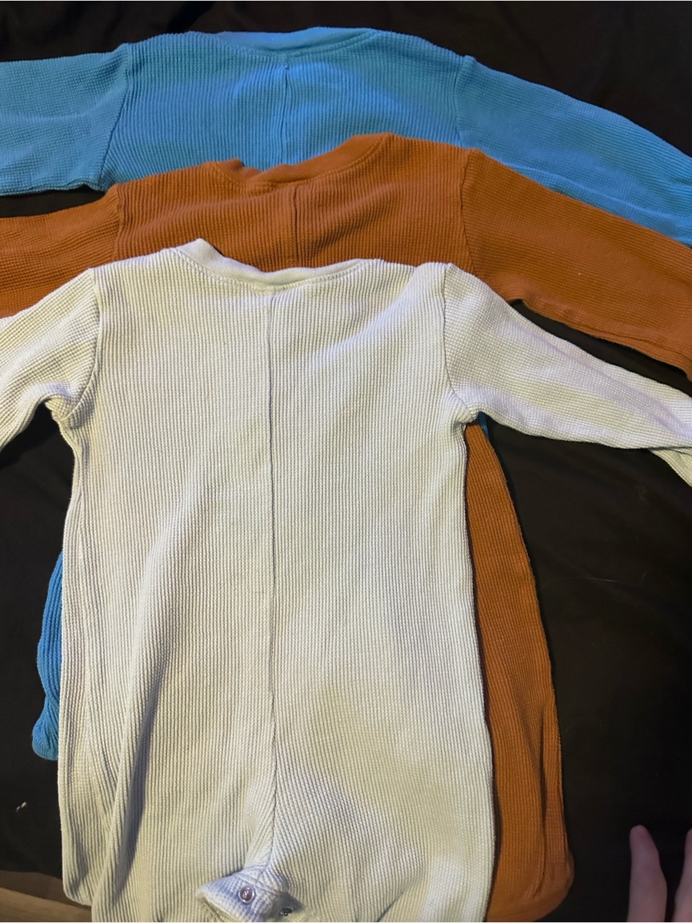 Old Navy Waffle-Knit Baby Henley Romper — Rust/Cream/Blue Bundle 6-12 months